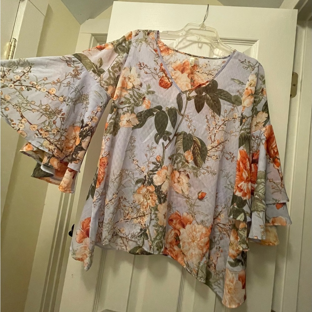 Chenault Floral Bell Sleeve Blouse - Multicolor